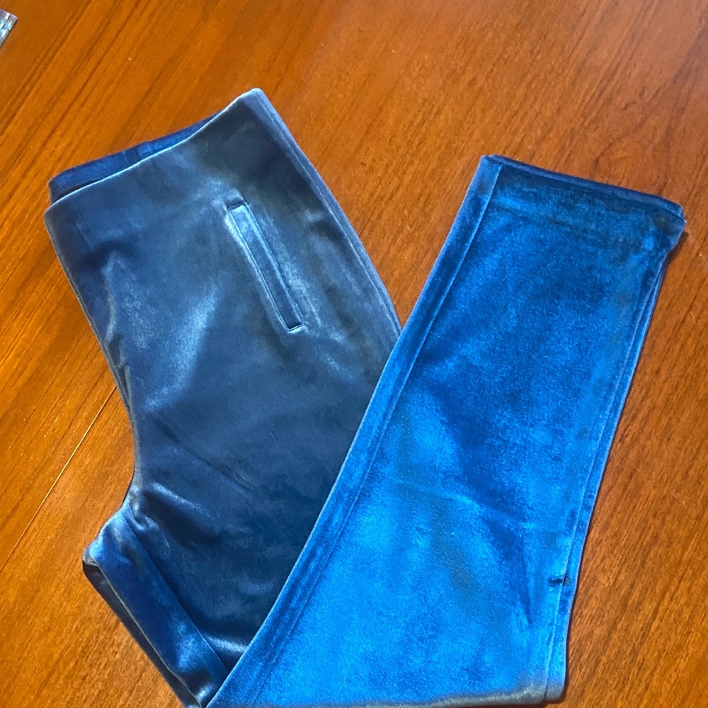 Velvet High-Waist Leggings - Blue